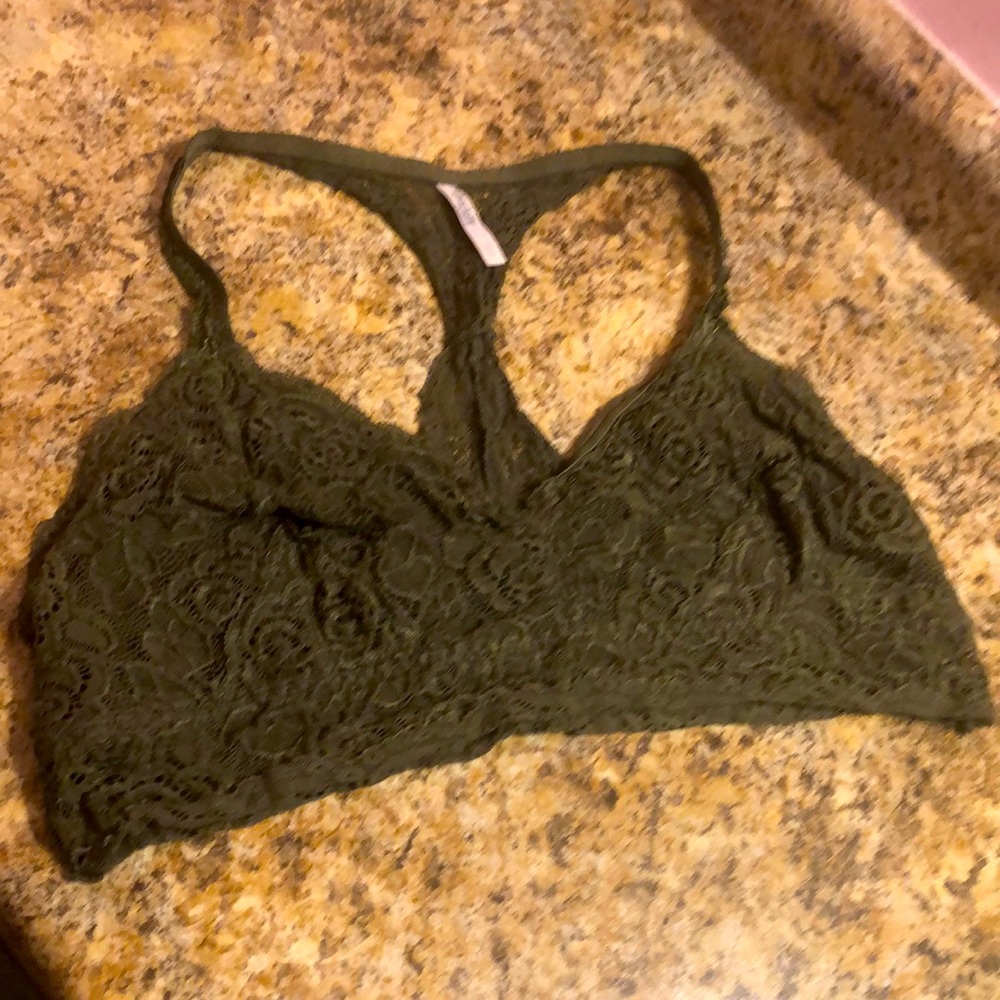 Green lace plus size bralette